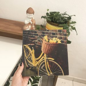 Quadro foto em madeira – Bike amarela