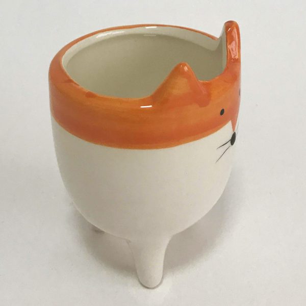 vaso cachepô raposinha laranja lado